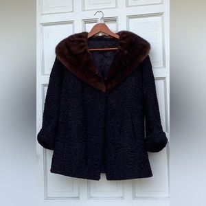 Persian lamb jacket with A Mink collar Brown